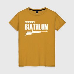 Футболка хлопковая женская Biathlon - снайпер, цвет: горчичный