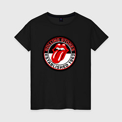 Футболка хлопковая женская Rolling Stones established 1962, цвет: черный