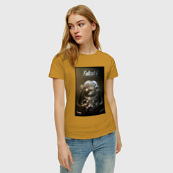Футболка хлопковая женская Fallout armour poster, цвет: горчичный — фото 2
