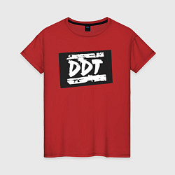 Футболка хлопковая женская ДДТ - логотип, цвет: красный