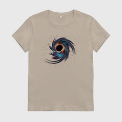 Женская футболка Черная дыра с планетами и звездами