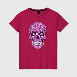 Женская футболка Череп мексиканский в розовых оттенках