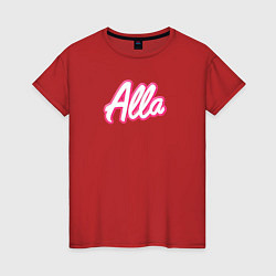 Футболка хлопковая женская Алла в стиле Барби - объемный шрифт, цвет: красный