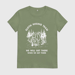Женская футболка Slow hiking team wite