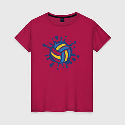 Футболка хлопковая женская Splash volleyball, цвет: маджента