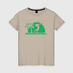 Женская футболка Green beach volleyball