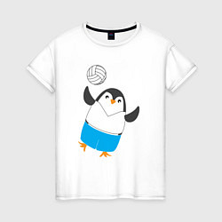 Женская футболка Пингвин волейболист