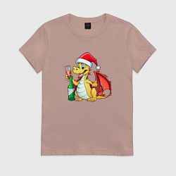 Женская футболка Красный дракон с шампанским