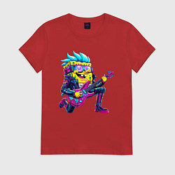 Женская футболка Губка Боб - рок гитарист - нейросеть