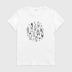 Футболка хлопковая женская Люди и привидение, цвет: белый