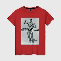 Футболка хлопковая женская Mister Schwarzenegger, цвет: красный