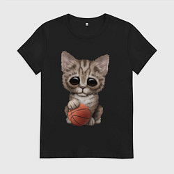 Женская футболка Котик баскетболист