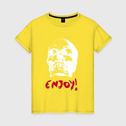 Футболка хлопковая женская Depeche Mode - Skull enjoy, цвет: желтый