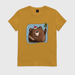 Женская футболка Медведь и елка