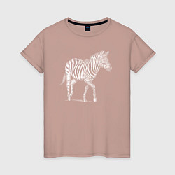 Футболка хлопковая женская Гравюра зебра скачет, цвет: пыльно-розовый