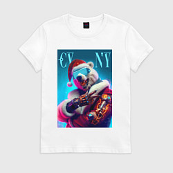 Женская футболка Cyber new year - bear ai art