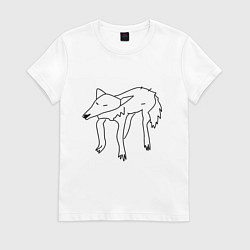 Футболка хлопковая женская Забавный волк, цвет: белый