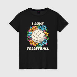 Женская футболка I love volleyball