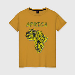 Футболка хлопковая женская Zebra Africa, цвет: горчичный