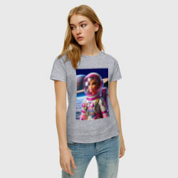 Футболка хлопковая женская Барби - крутой космонавт, цвет: меланж — фото 2