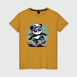 Женская футболка Панда - крутой скейтбордист