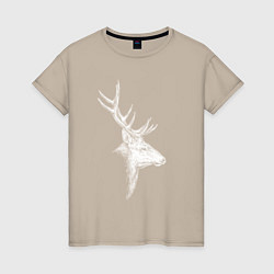 Женская футболка Профиль оленя белый