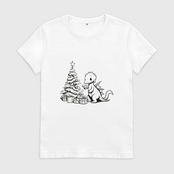 Женская футболка Дракон наряжает ёлку