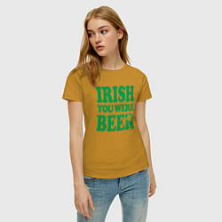 Футболка хлопковая женская Irish you were beer, цвет: горчичный — фото 2