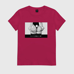 Женская футболка Попа кролика - иероглифы - готов к игре