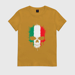 Футболка хлопковая женская Череп Италия, цвет: горчичный