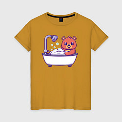 Женская футболка Мишка в ванне