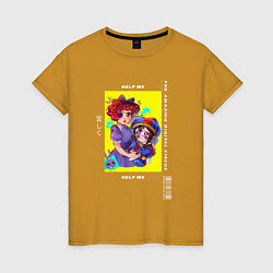 Футболка хлопковая женская Помни Рагата и Джакс Удивительный цифровой цирк, цвет: горчичный