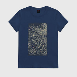 Футболка хлопковая женская Медведь оскал, цвет: тёмно-синий