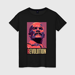 Футболка хлопковая женская Lenin revolution, цвет: черный