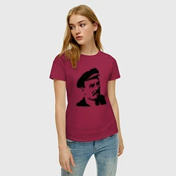 Футболка хлопковая женская Ленин в кепке, цвет: маджента — фото 2