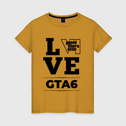 Футболка хлопковая женская GTA6 love classic, цвет: горчичный