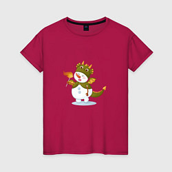 Женская футболка Снеговик в костюме дракона