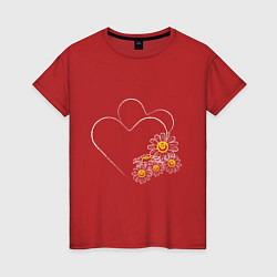 Женская футболка Сердце в ромашках