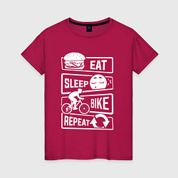 Женская футболка Eat sleep bike