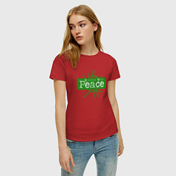 Футболка хлопковая женская Depeche Mode - Peace wh, цвет: красный — фото 2