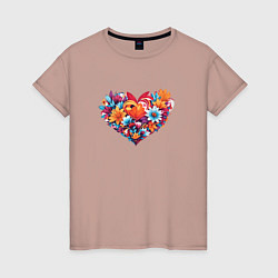 Женская футболка Цветы в форме сердца