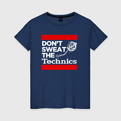 Футболка хлопковая женская Dont sweat the Technics, цвет: тёмно-синий