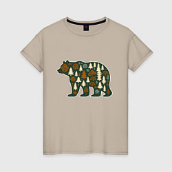 Женская футболка Медведь и тайга