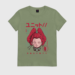 Футболка хлопковая женская Гейша ойран, цвет: авокадо