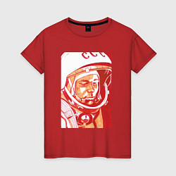 Футболка хлопковая женская Gagarin in red, цвет: красный
