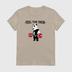 Женская футболка Почувствуй железо - панда бодибилдер