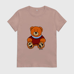 Женская футболка Мишка Вова адидас в тельняшке