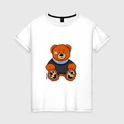 Женская футболка Медведь Вова с пластырем