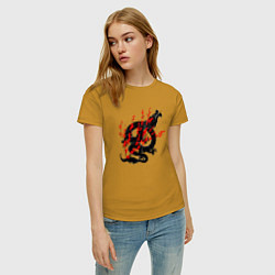Футболка хлопковая женская Tokyo dragon, цвет: горчичный — фото 2