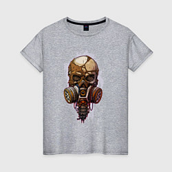 Женская футболка Зомби череп в противогазе